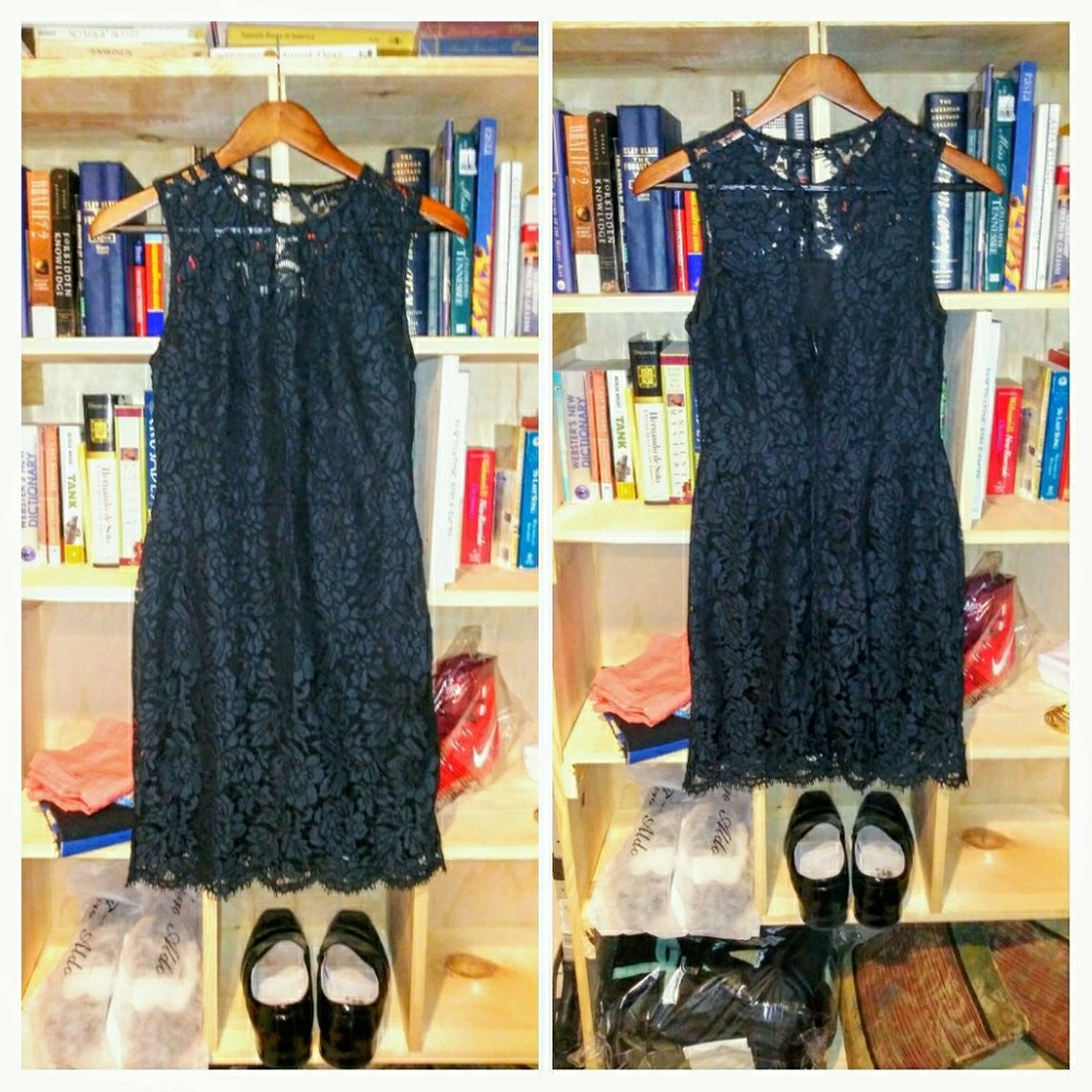 Banana Republic Black Lace Cocktail Sheath Dress